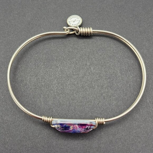 Luca & Danni Dylan Silver Tone Bangle Bracelet Ink Drop Faceted Bead Cute Colorf - Picture 5 of 5